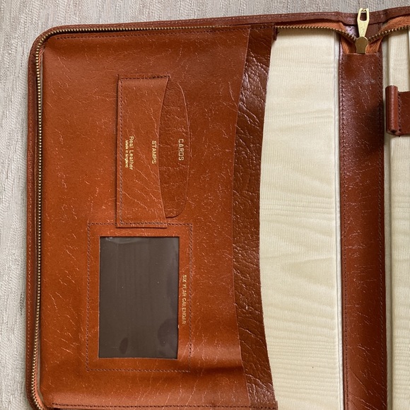 Genuine Leather Vintage 70s Zippered Stationary Folder - Picture 4 of 8